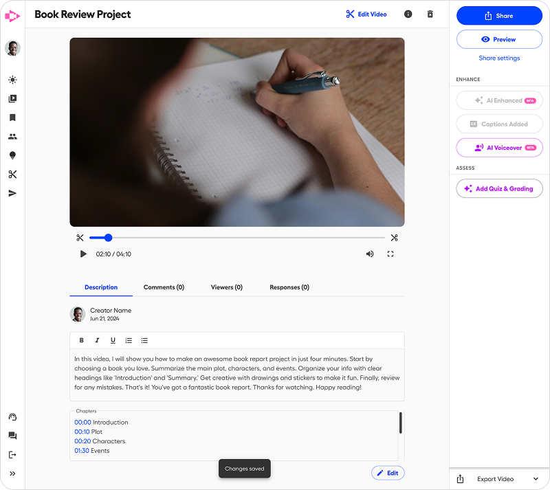 AI Chaptering with Screencastify.